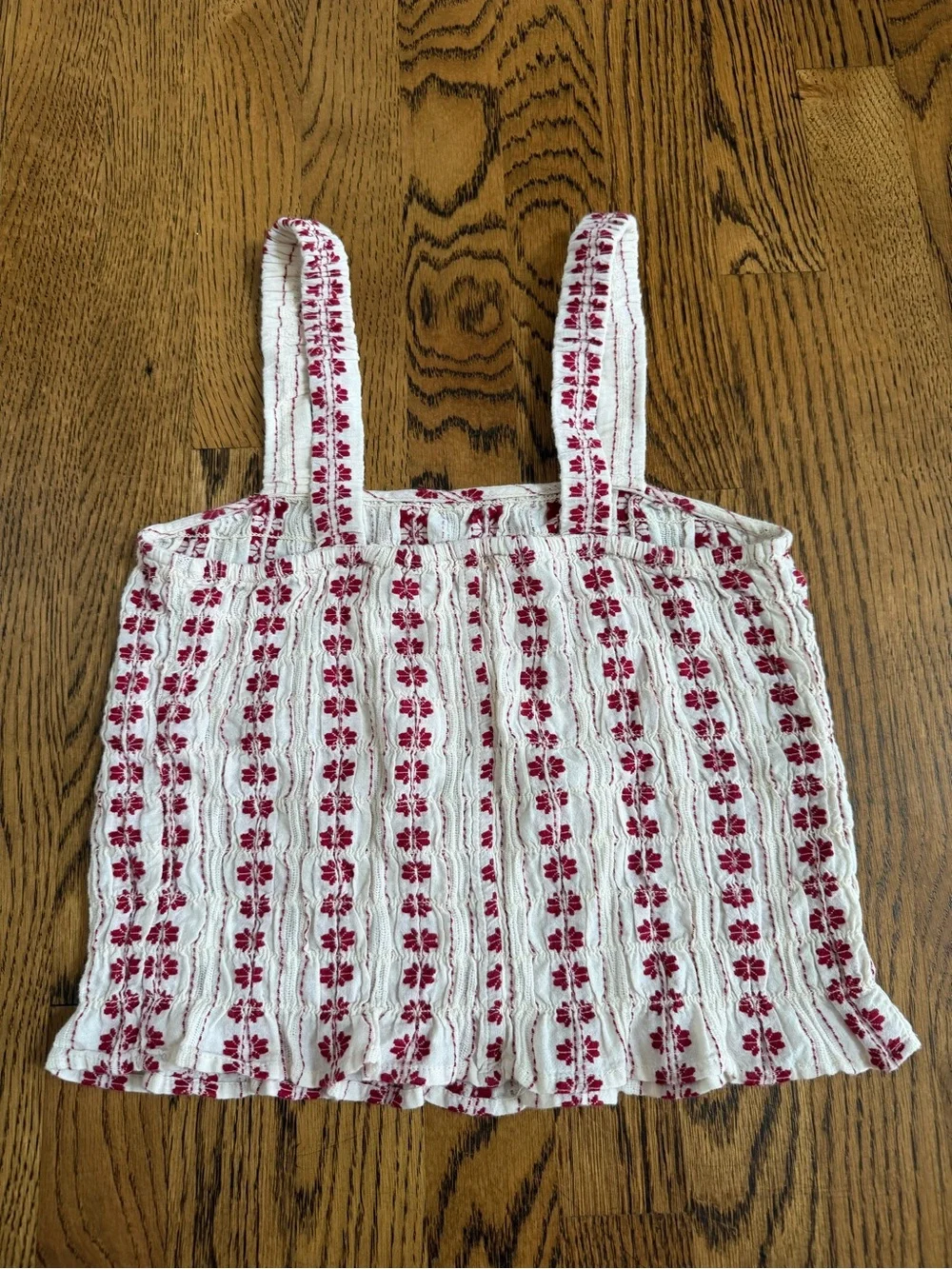 American Eagle Outfitters White Knit Tank with Red Floral Stripe - Picture 6 of 6